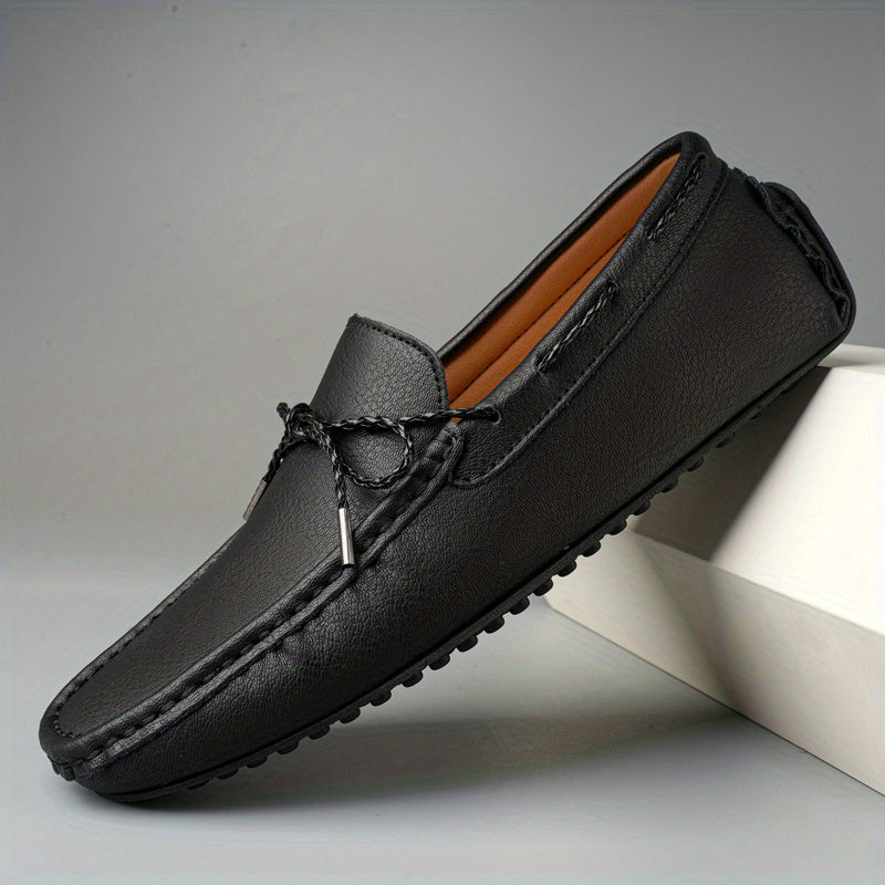 Men's Moccasin Loafer Shoes With Bowknot, Comfy Non-slip Slip On Driving Shoes, Men's Moccasin Shoes, Spring And Summer
