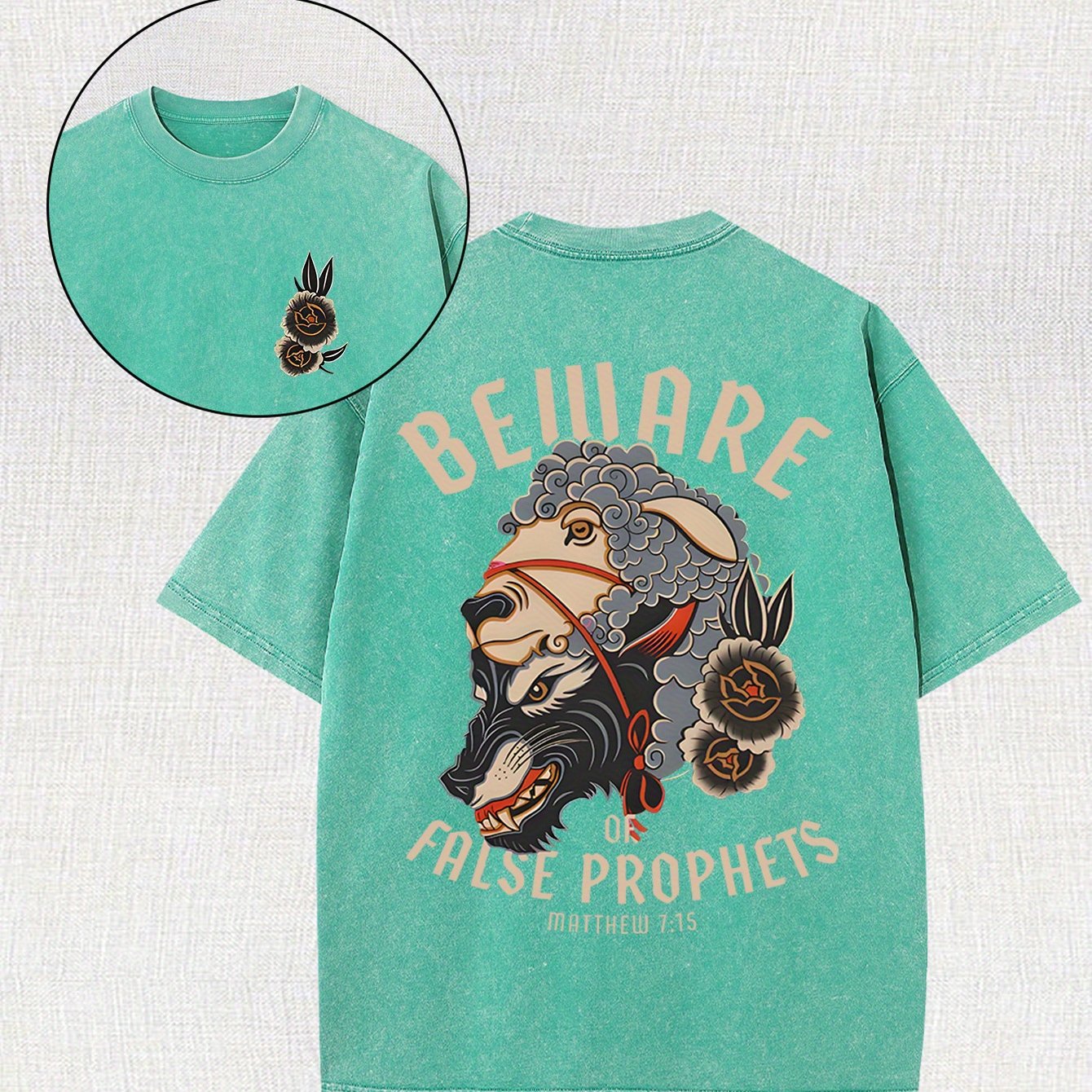 [100% Cotton Belware Tee] 100% Cotton Men's Vintage-Inspired Belware False Prophets Graphic Tee | Short Sleeve, Round Neck, 230g, Matte Finish | Casual Summer Shirt for Casual Attire, Vintage Tshirt