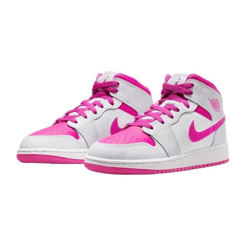 Jordan Air 1 Mid Grade School Iris Whisper/Fire Pink-White
