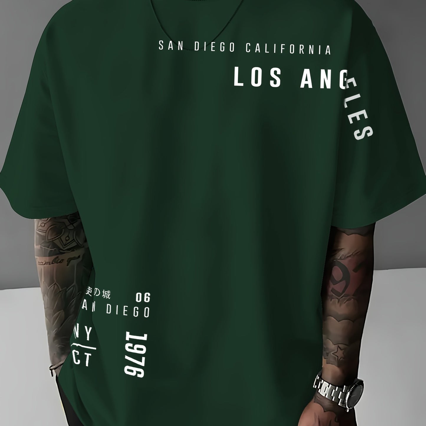 Men'S Casual "Los Angeles" Graphic T-Shirt - Blue, Short Sleeve, Round Neck, Comfortable & Stylish Summer Top with White Lettering, Perfect for Streetwear or Casual Attire, Everyday Tshirt | Streetwear Style | Comfortable Fit