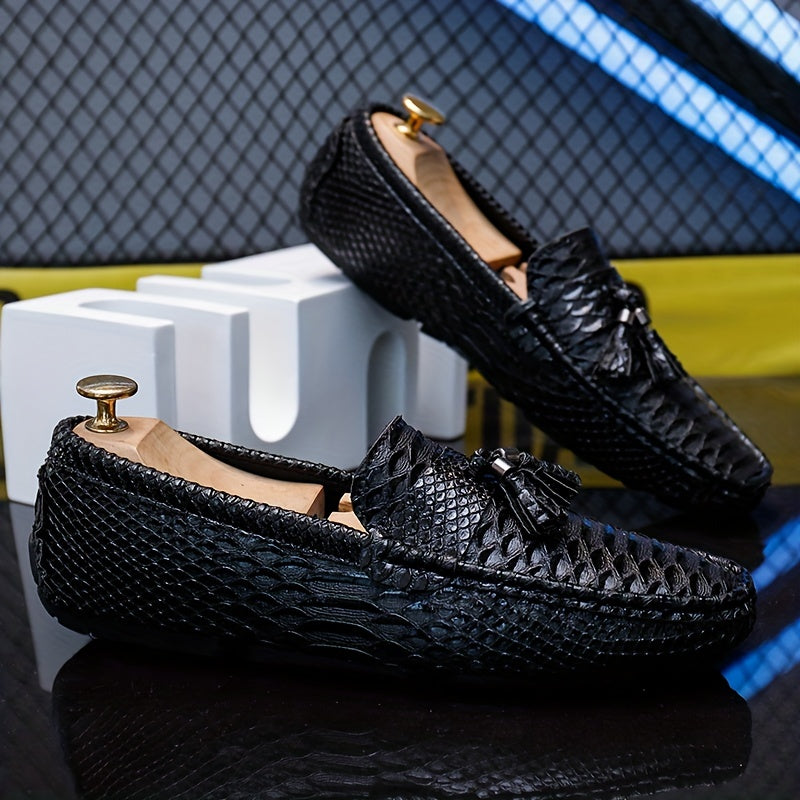 Stylish Men's Fish Scale Tassel Loafers - Non-Slip Slip-On Shoes for Casual Wear in Spring and Summer