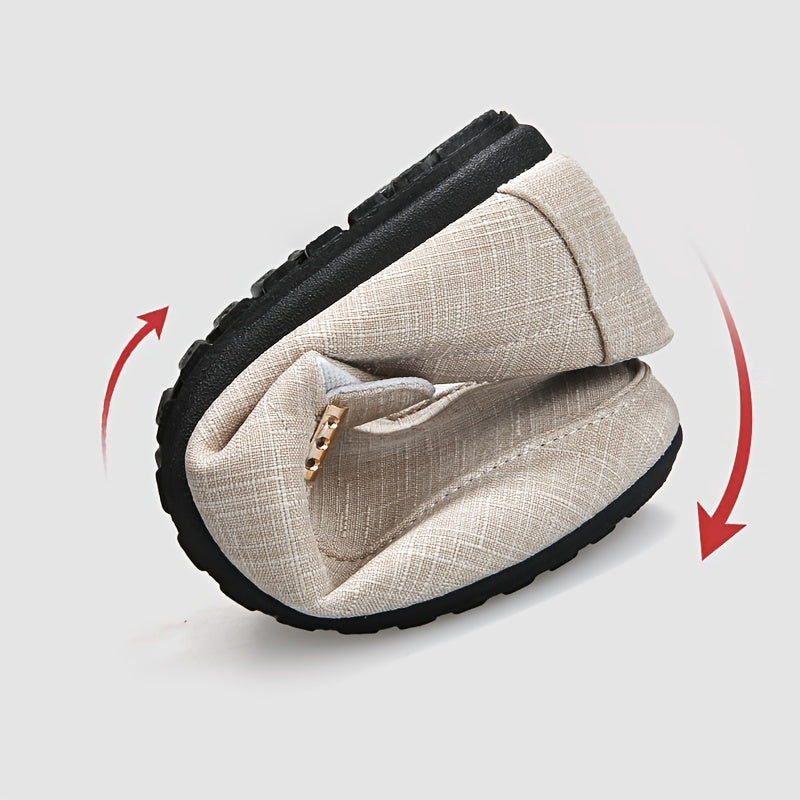 Comfy Solid Canvas Men's Loafers, Casual Slip On Flat Shoes For Outdoor Footwear