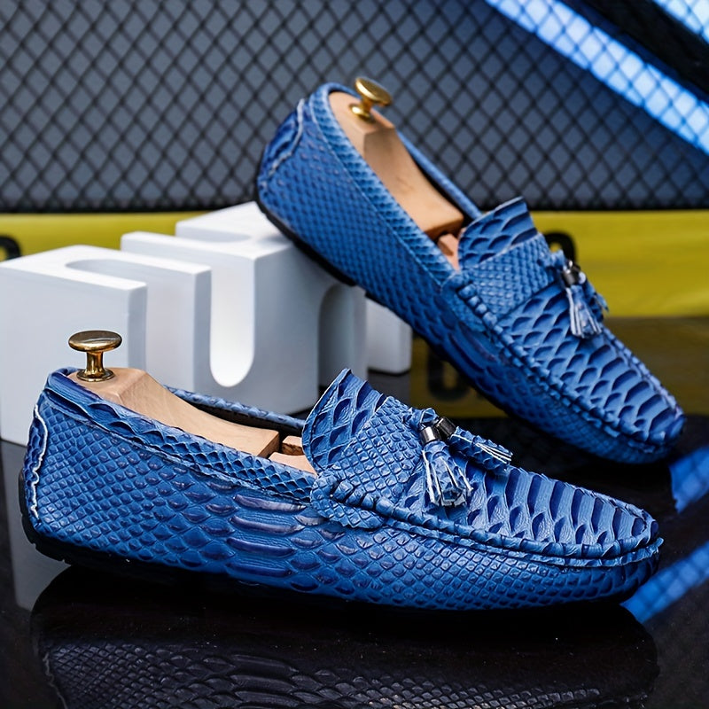 Stylish Men's Fish Scale Tassel Loafers - Non-Slip Slip-On Shoes for Casual Wear in Spring and Summer