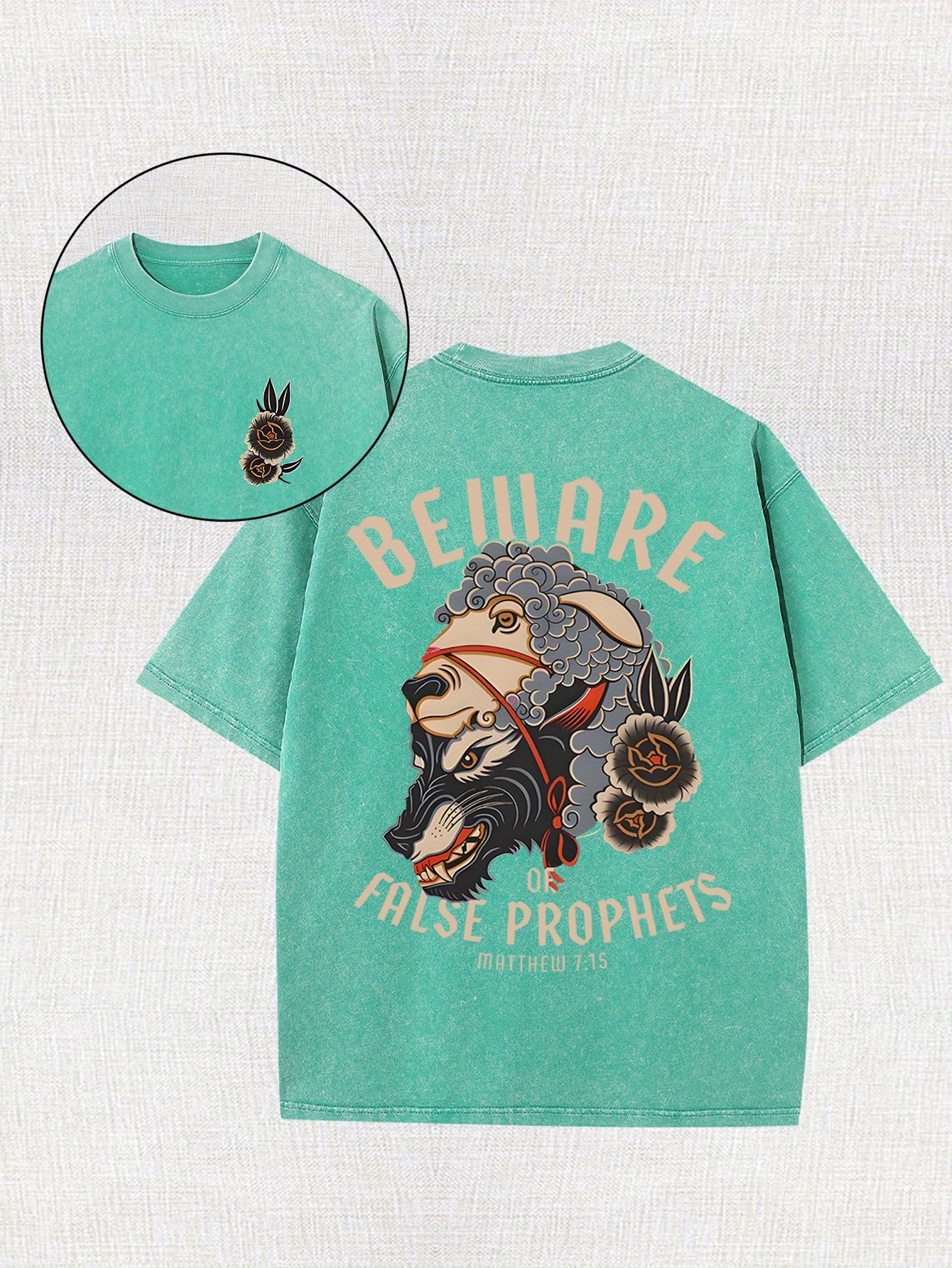 [100% Cotton Belware Tee] 100% Cotton Men's Vintage-Inspired Belware False Prophets Graphic Tee | Short Sleeve, Round Neck, 230g, Matte Finish | Casual Summer Shirt for Casual Attire, Vintage Tshirt