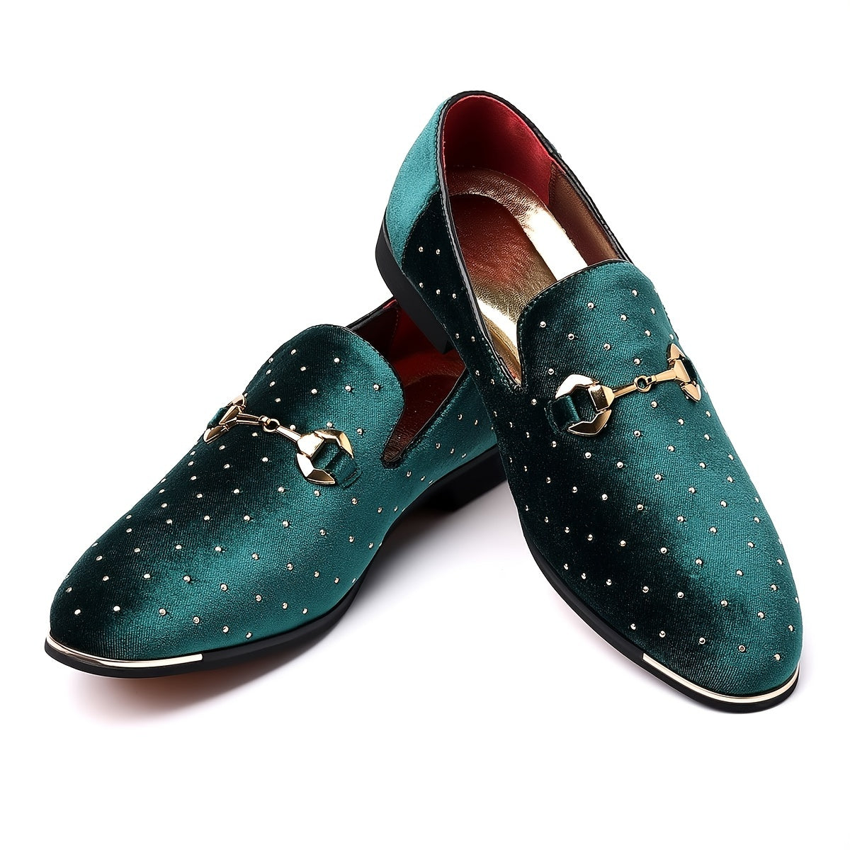 Glittering Mens Horsebit Loafers with Rhinestones - Ultra-Comfortable, Non-Slip Slip-Ons for Spring & Summer - Stylish Mens Dress Shoes
