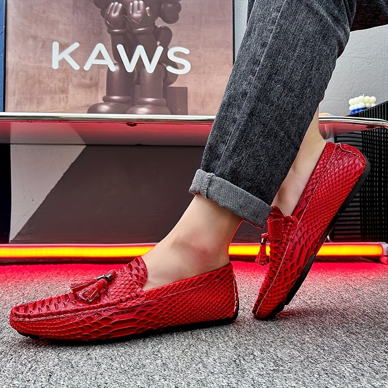 Stylish Men's Fish Scale Tassel Loafers - Non-Slip Slip-On Shoes for Casual Wear in Spring and Summer