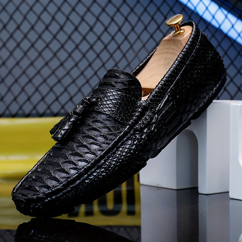 Stylish Men's Fish Scale Tassel Loafers - Non-Slip Slip-On Shoes for Casual Wear in Spring and Summer