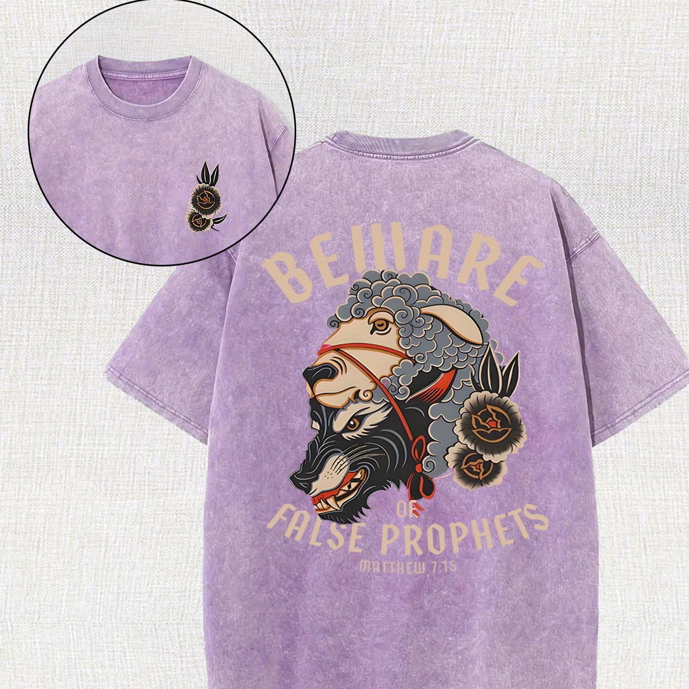 [100% Cotton Belware Tee] 100% Cotton Men's Vintage-Inspired Belware False Prophets Graphic Tee | Short Sleeve, Round Neck, 230g, Matte Finish | Casual Summer Shirt for Casual Attire, Vintage Tshirt