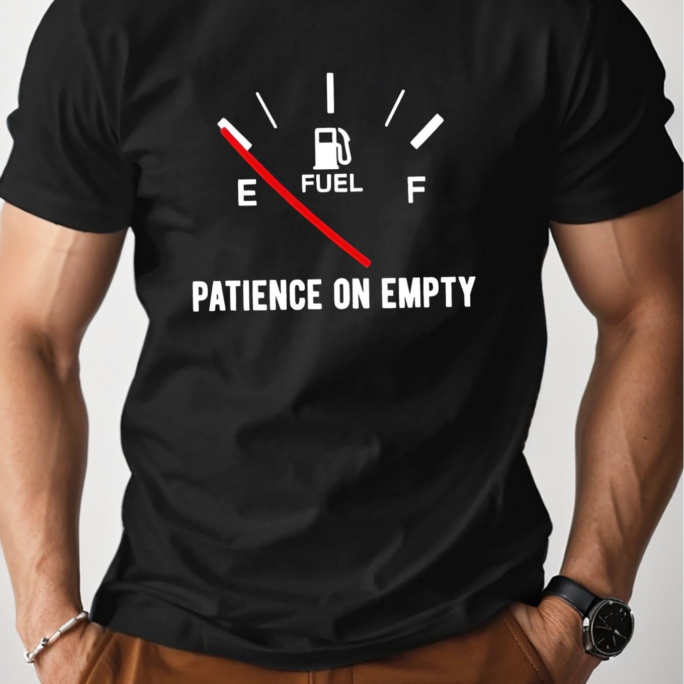 [Men's Comfort Fit Cotton Tshirt] PATIENCE ON EMPTY Pure Cotton Men's Tshirt Comfort Fit