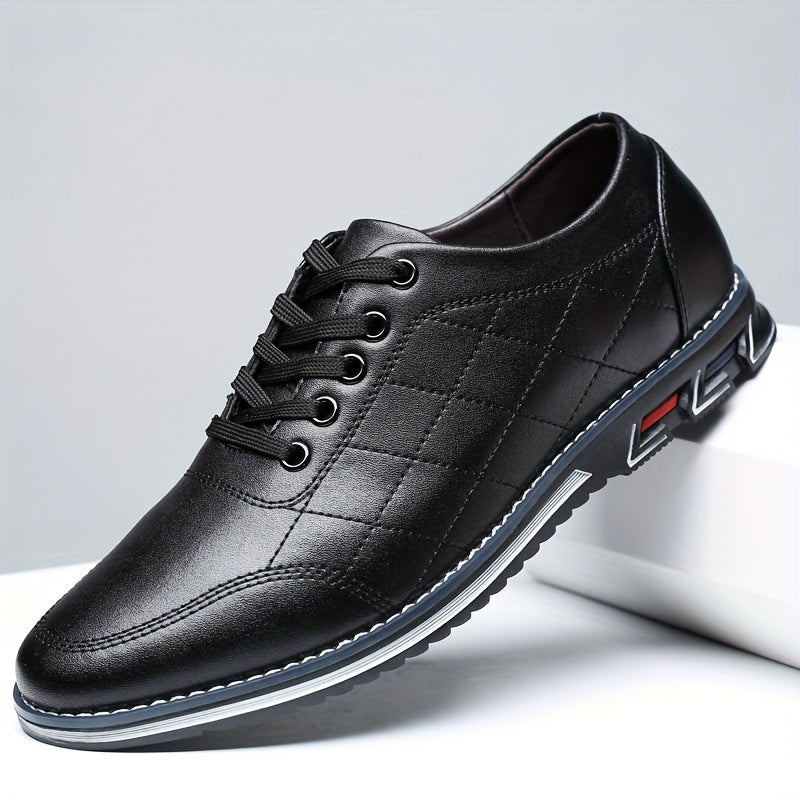 Men's Lace-up Sneakers - Casual PU Leather Walking Shoes - Comfortable And Breathable