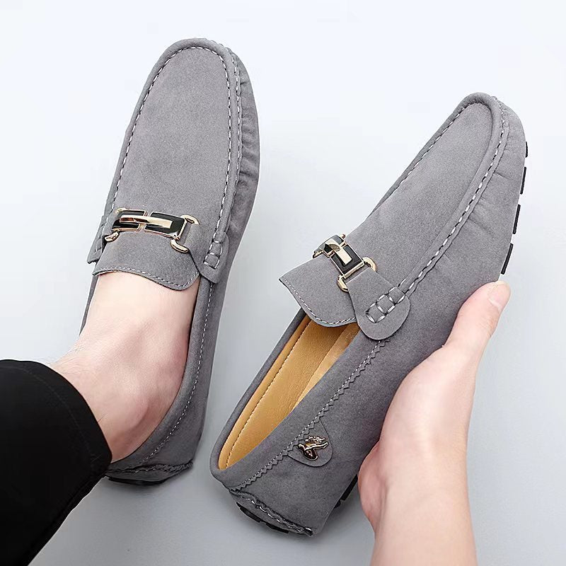 Men's Moccasin Loafer Shoes With Metallic Decor, Comfy Non-slip Slip On Shoes, Men's Shoes, Spring And Summer