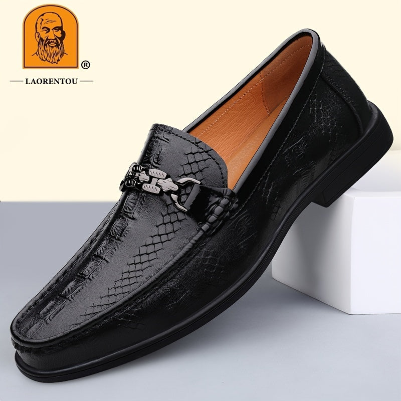 Men's Textured Moc Toe Loafer Shoes, Comfy Non-slip Slip On Shoes, Men's Shoes, Spring And Summer